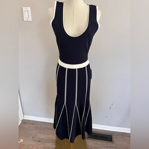Adelyn Rae Navy blue and white  Sleeveless Knit Dress
